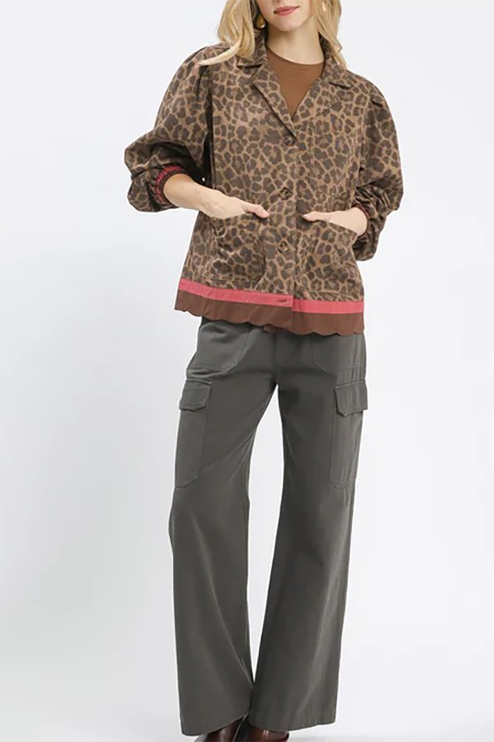 Leopard Print Pocket Oversized Jacket