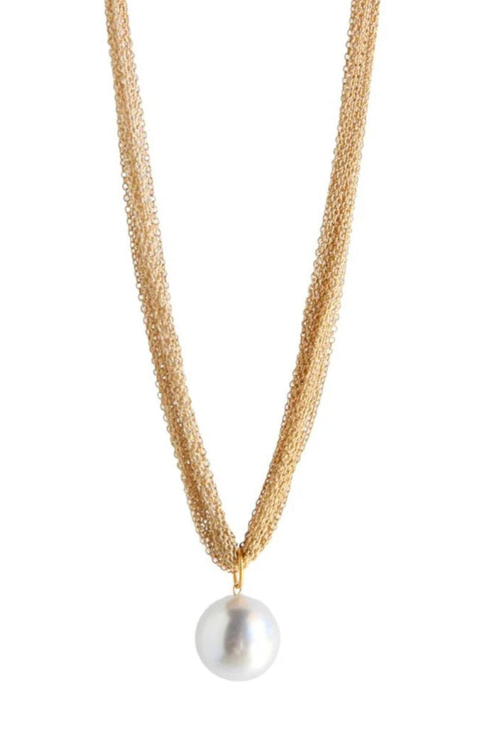 Multi Chain Pearl Pendant Necklace