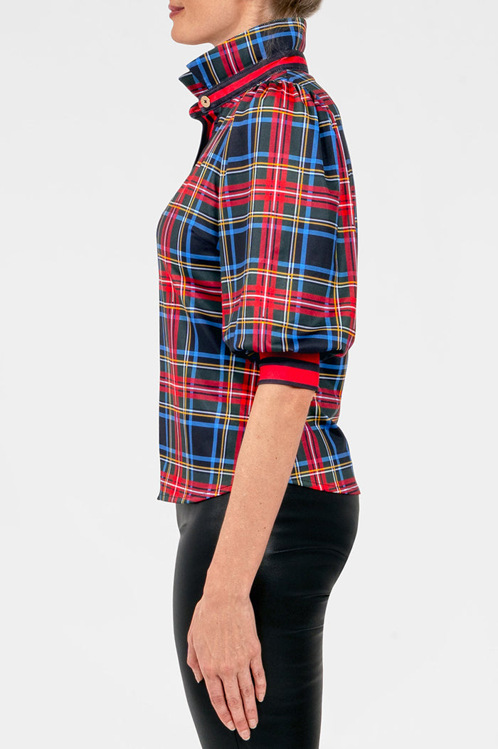 Plaid Puff Sleeve Top