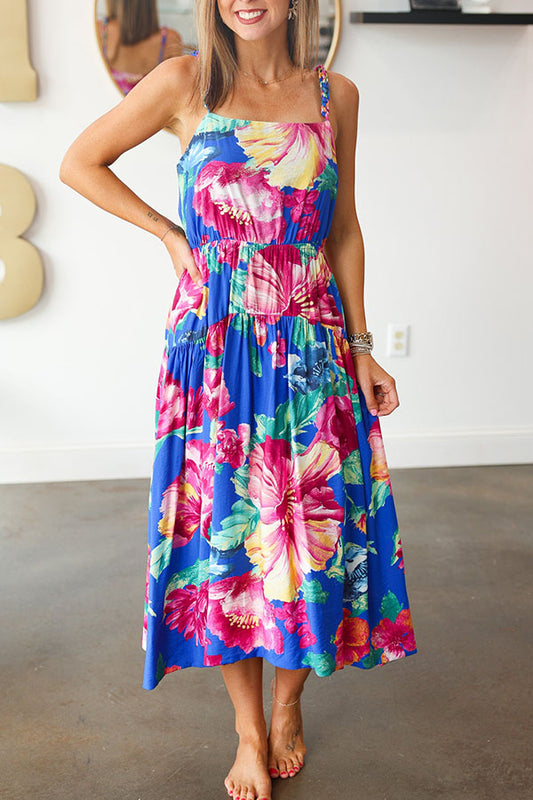 Braided Strap Floral Maxi Dress