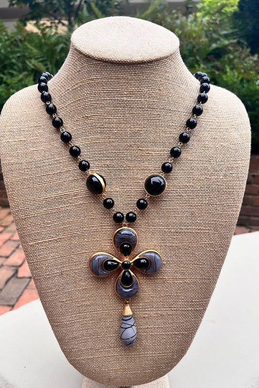 Resin Flower Pendant Long Necklace