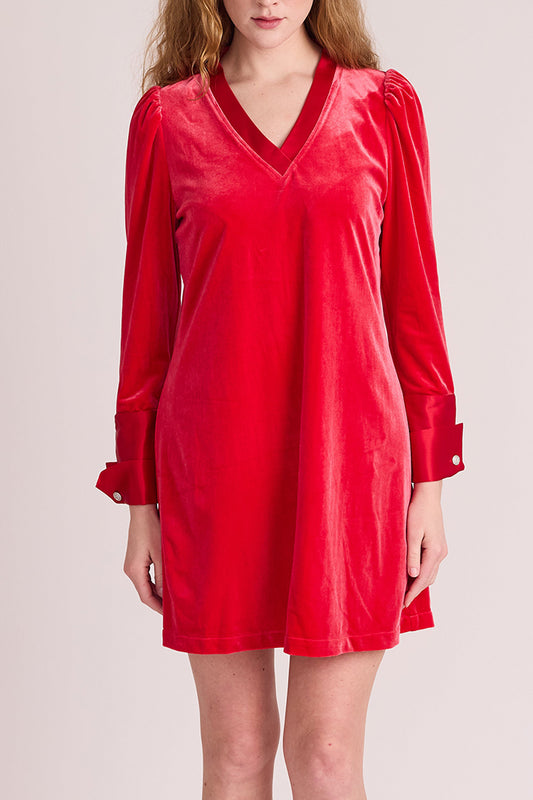 Casual V-Neck Velvet Dress