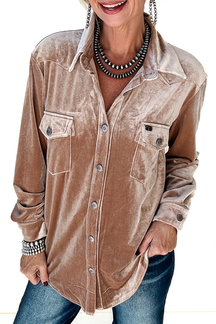 Velvet Buttoned Pocket Top