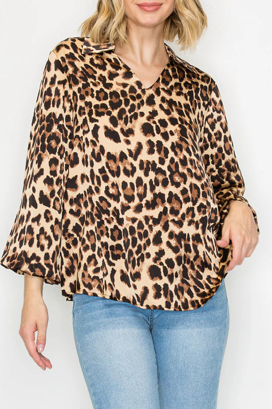 Leopard Print V-Neck Top