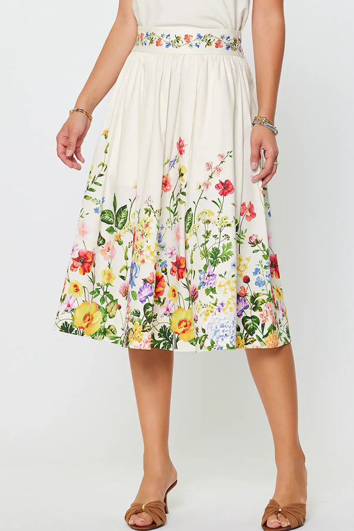 Floral A-Line Midi Skirt