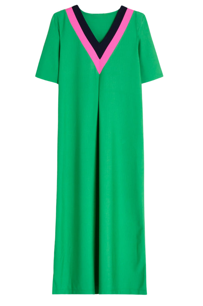Color Block Contrast Trim Maxi Dress