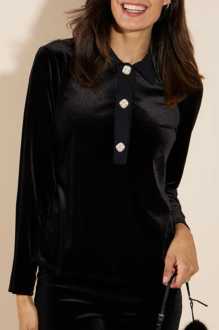 Casual Stretch Velvet Top
