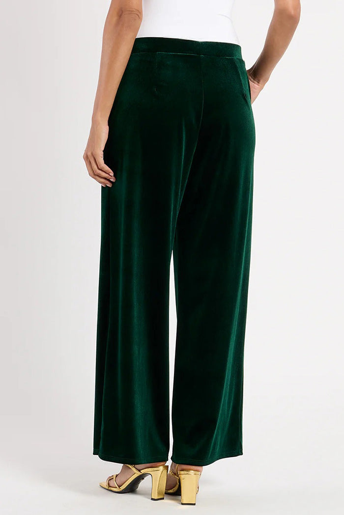 High Waist Velvet Pocketed Wide Leg Pants