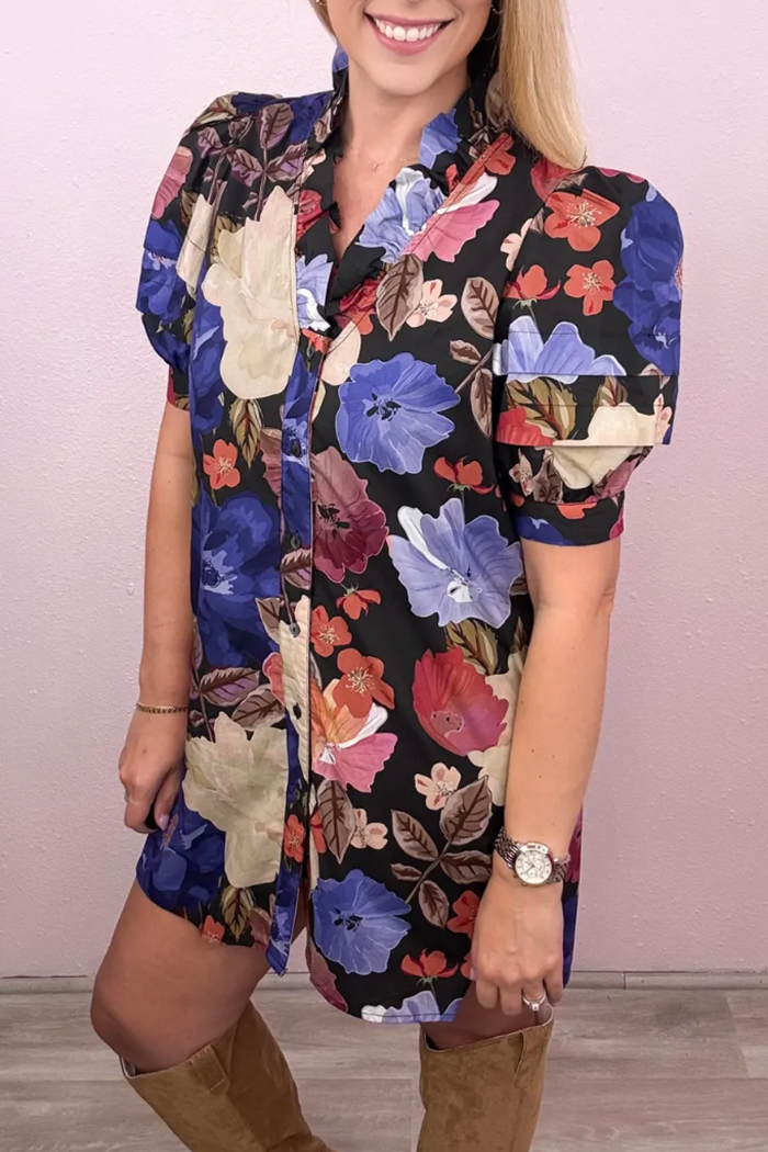 Puff Sleeve Floral Dress