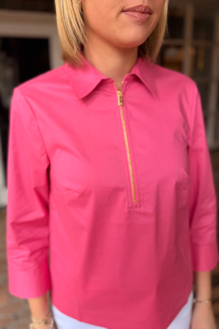 3/4 Sleeve Half Zip Top