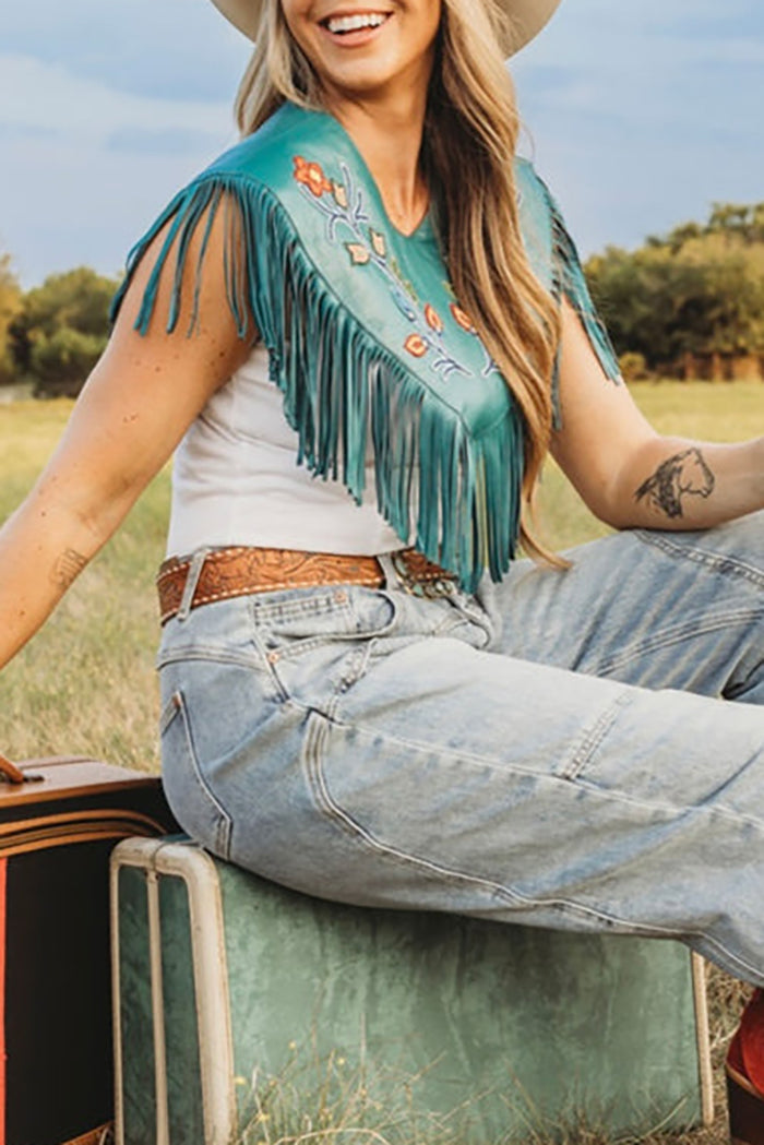 Western Floral Fringe Shawl