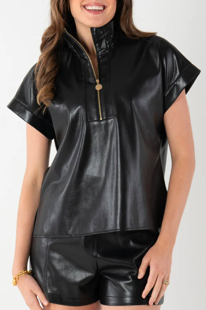 Casual Vegan Leather Top