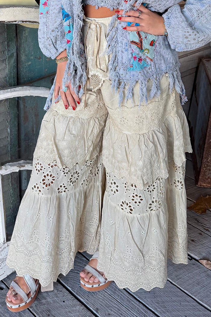 Flowy Ruffle Eyelet Pants