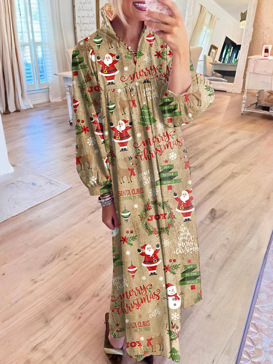 Santa Claus Pattern Maxi Dress