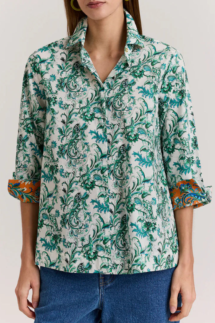 3/4 Sleeve Zip Back Floral Blouse