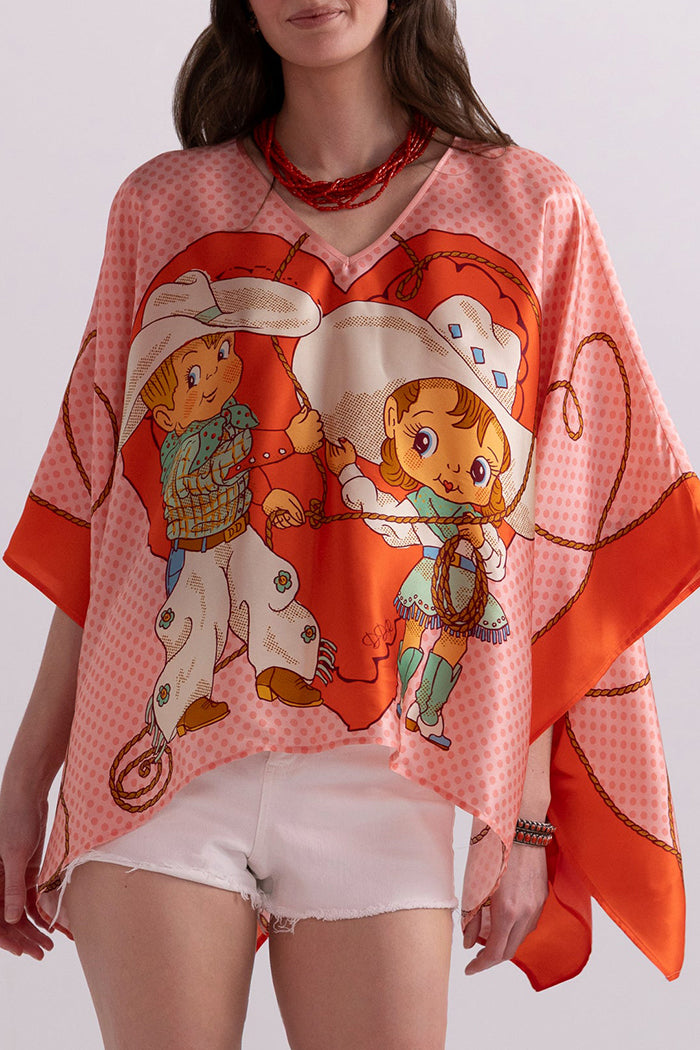 Vintage Cartoon Cowboy Poncho