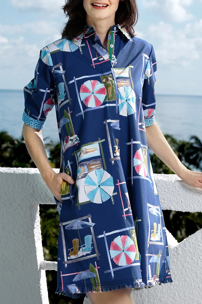 Beach Chairs Print Pocket Dress