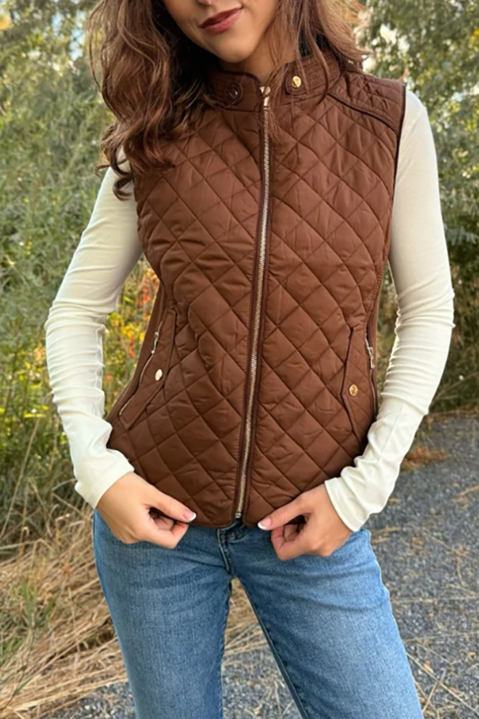Casual Zipper Quilted Vest