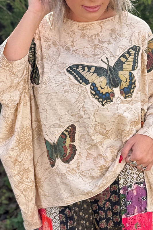 Butterfly Print Oversized Top