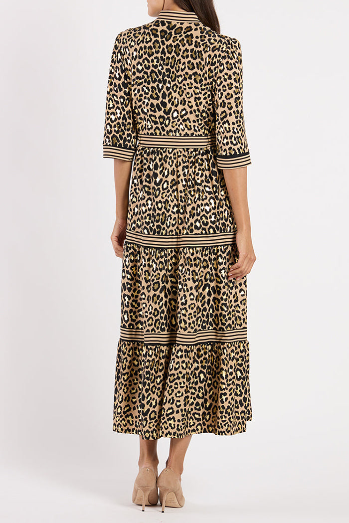 Leopard Print Pockets Maxi Dress