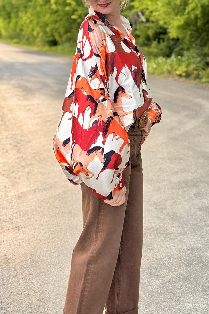 Dolman Sleeve Horse Print Top