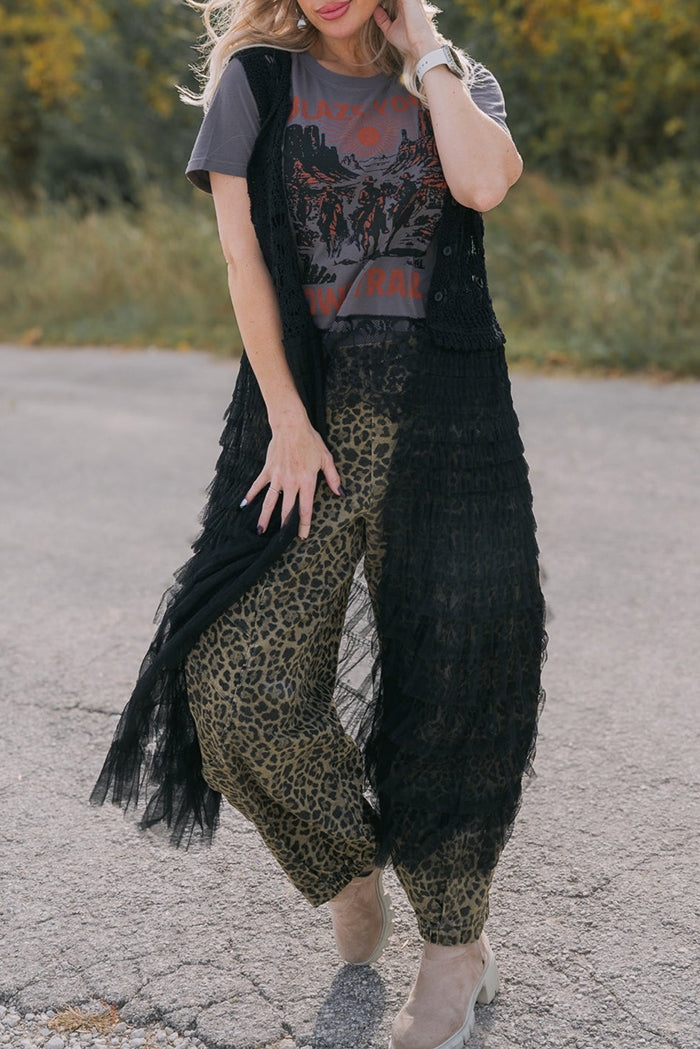 Casual Black Tulle Vest