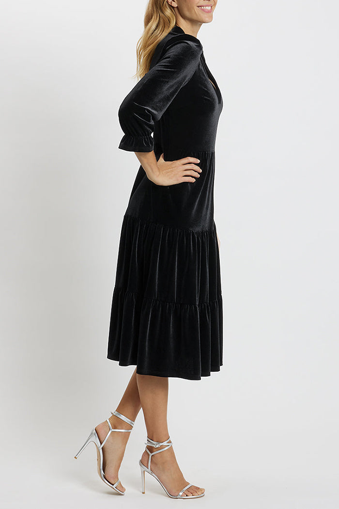 Casual Ruffles Velvet Dress