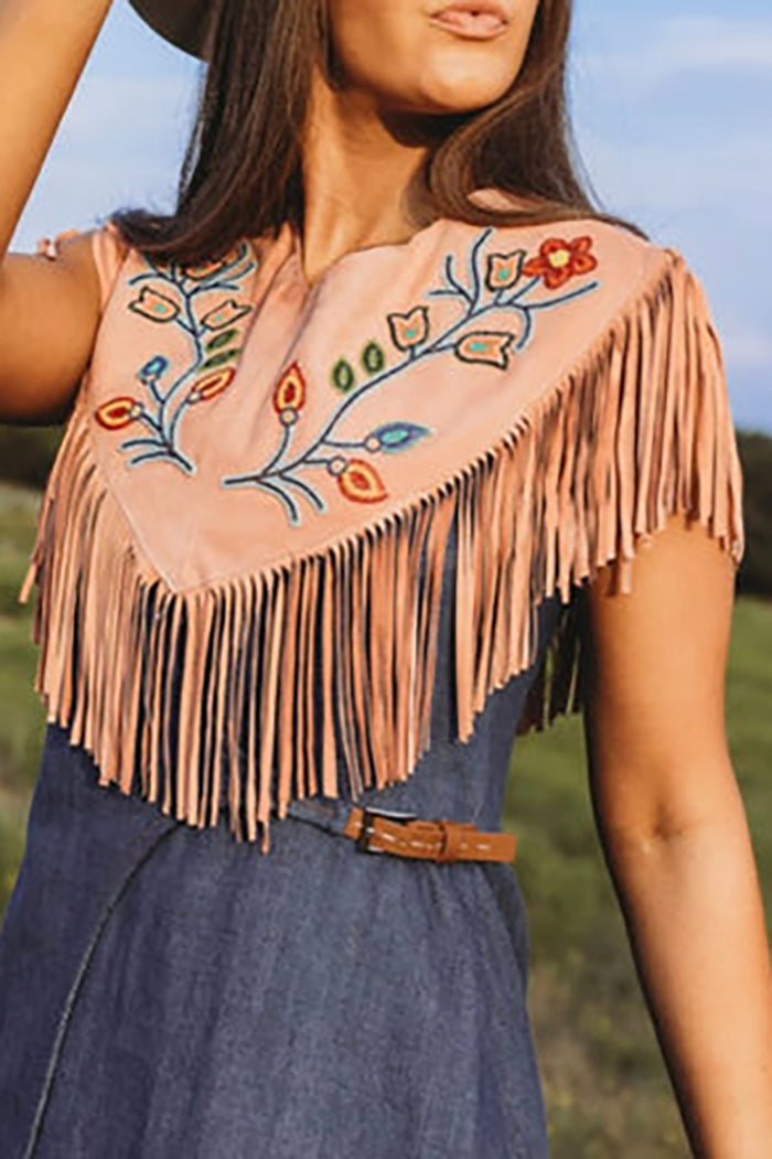 Western Floral Fringe Shawl