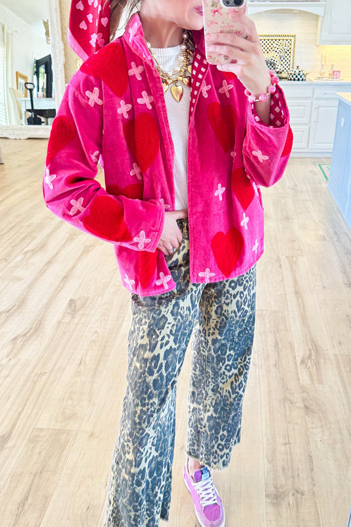 Pocketed Velvet Heart Jacket