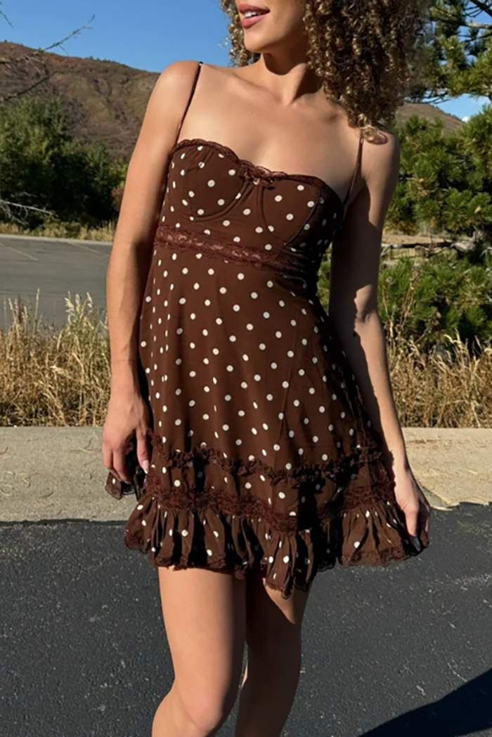 Polka Dot Ruffled Halter Dress