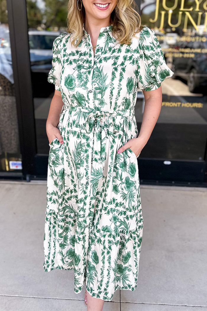 Casual Plant Pattern Dress