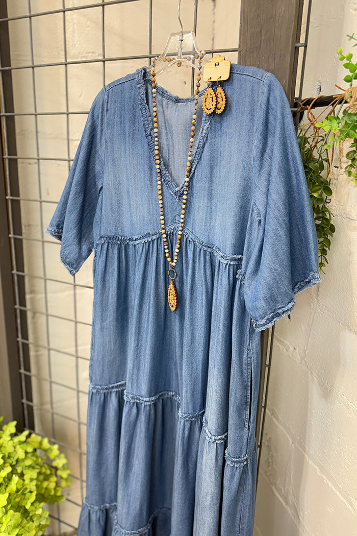 Oversized Tiered Ruffle Short Sleeve Maxi Dress