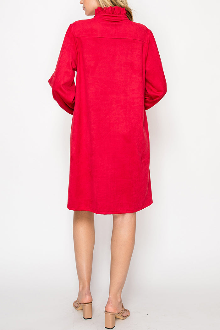 Faux Suede Shirt Dress