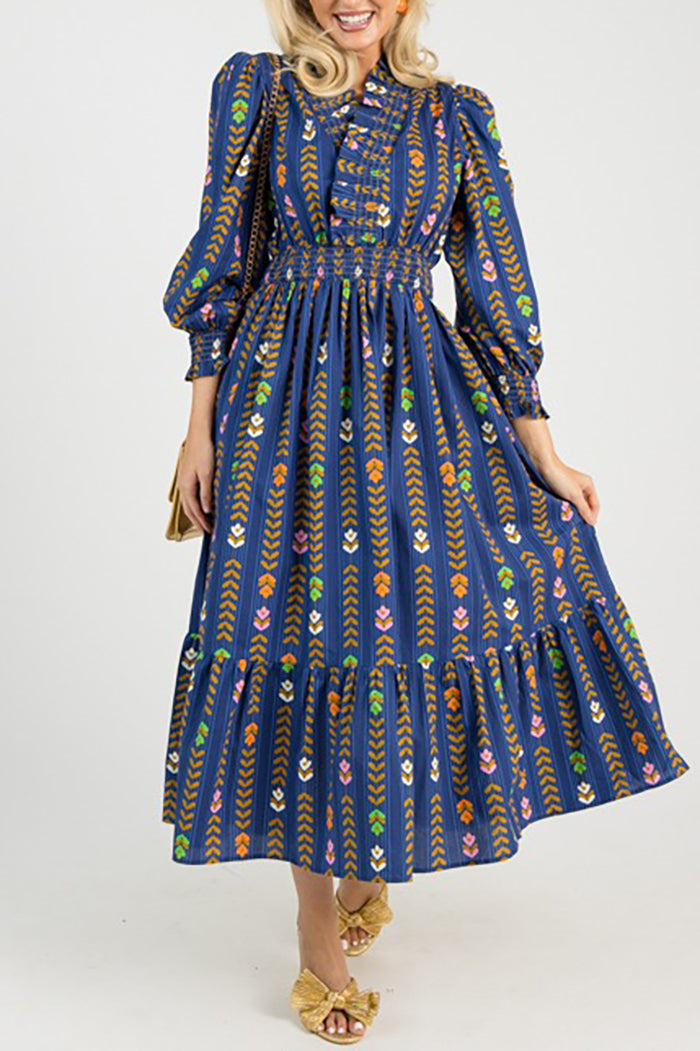 Linear Bloom Maxi Dress