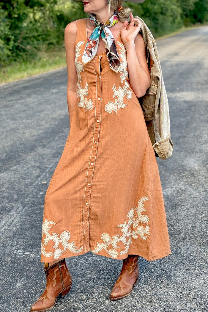Sleeveless Button Front Maxi Dress