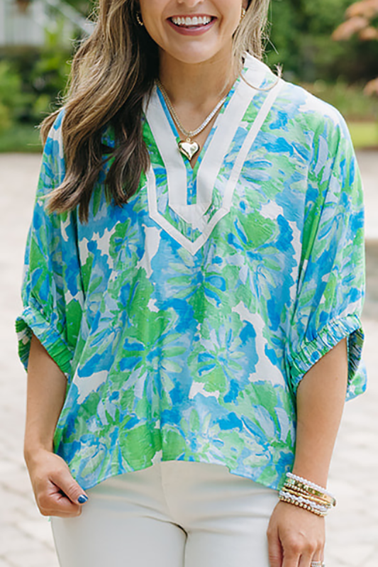Casual V-Neck Floral Top