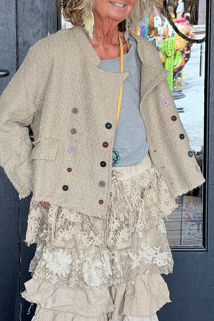 Textured Button-Front Pocket Jacket