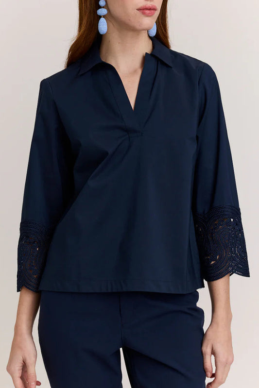 Bracelet Sleeve Lace Trim Top