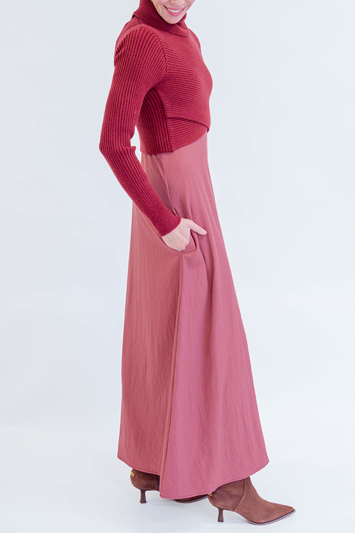 Pocketed Turtleneck Knit Two-Piece Set