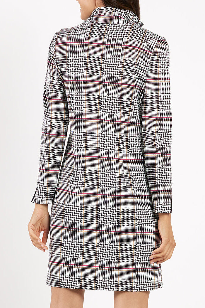Plaid Trim Fitted Mini Dress