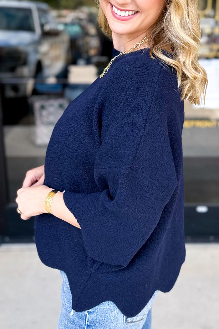 Casual Scalloped Sweater Top