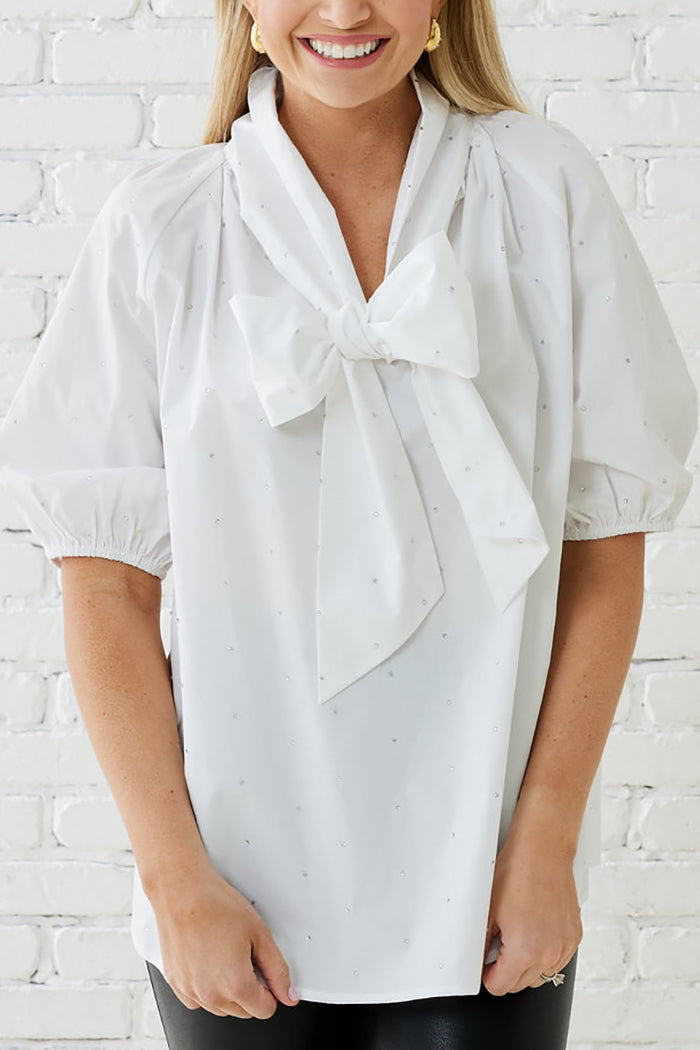 Casual Bow Sparkle Top