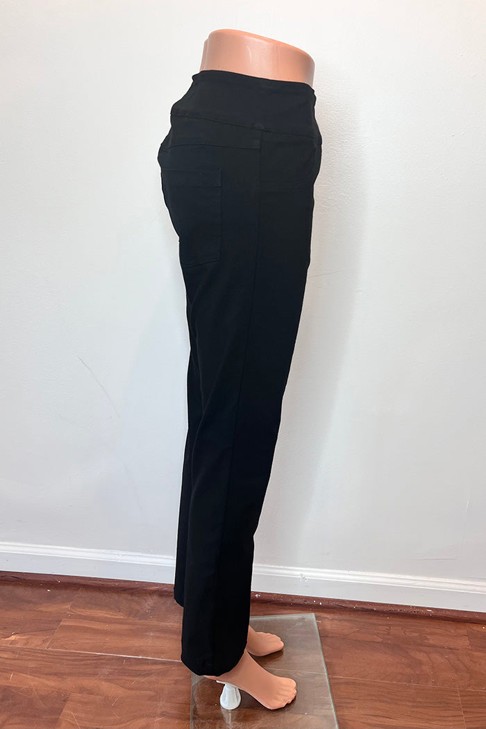Black High Waist Straight Leg Pants
