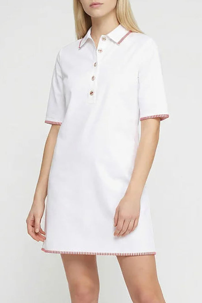 Contrast Trim Short Sleeve Dress