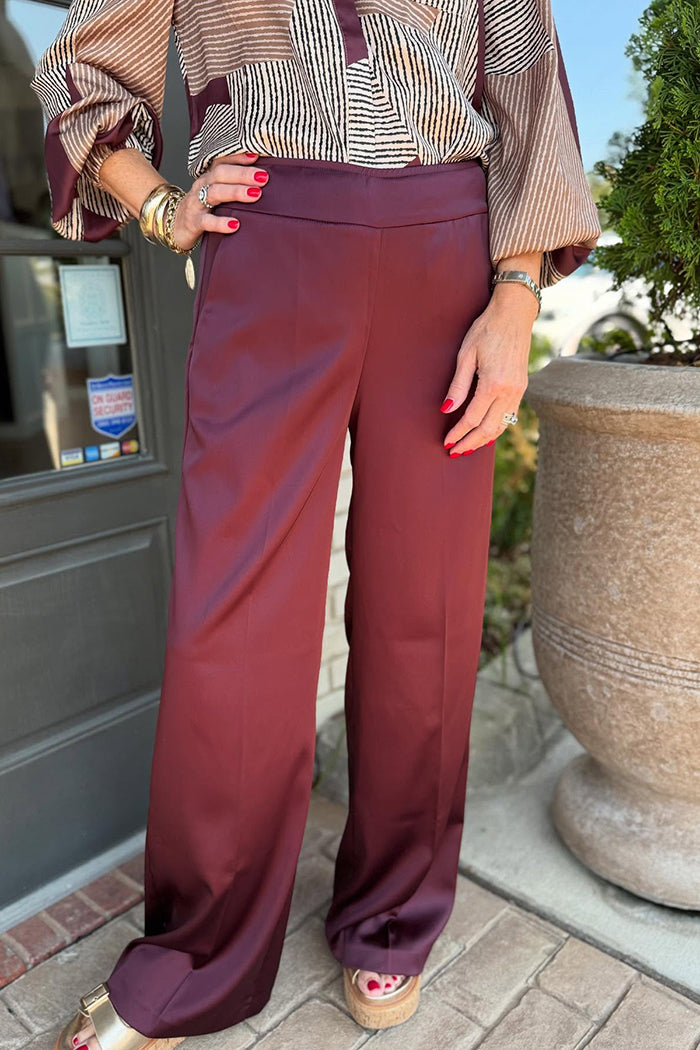 Casual Solid Color Satin Pants