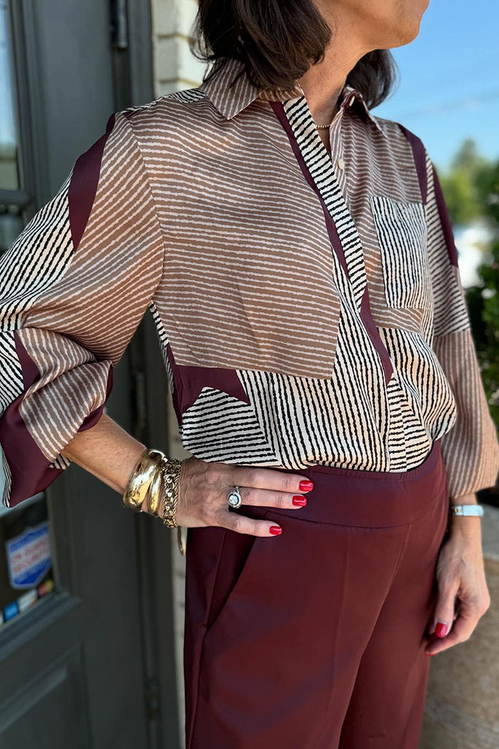Casual Stripes Washable Silk Blouse