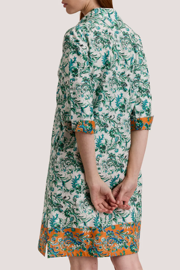 Floral 3/4 Sleeve Contrast Hem Dress