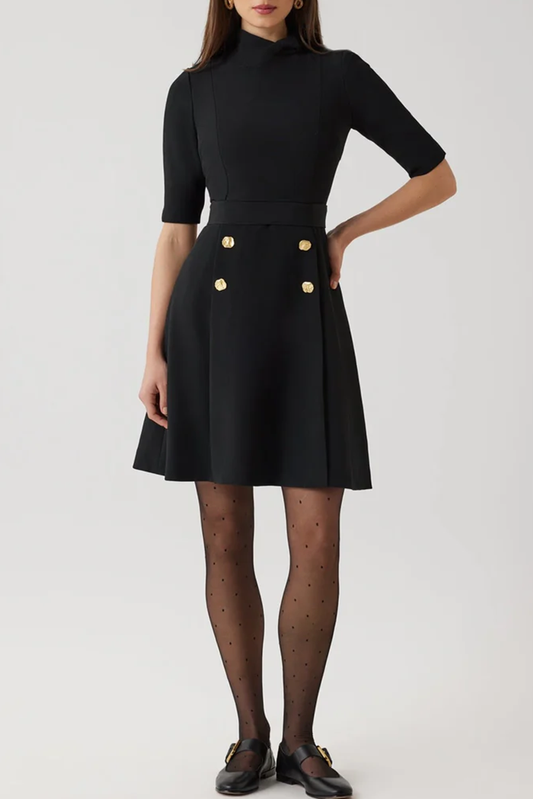 Tie Neck With Buttons Dress