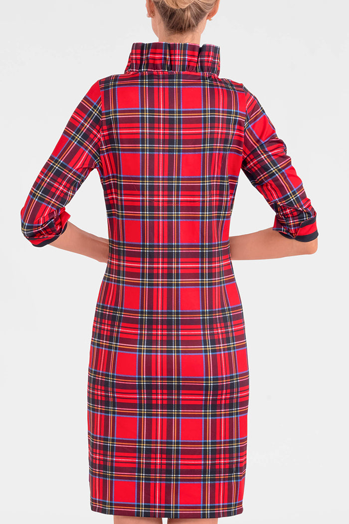 Casual Plaid Ruffneck Dress