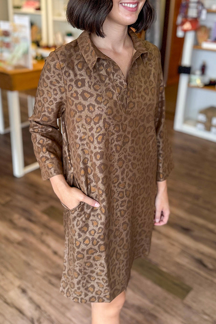 Golden Leopard Pocket Dress